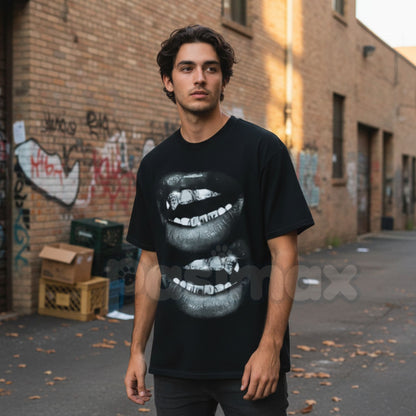 "Fashionable Mouth" Garment-Dyed T-Shirt – Aesthetic Lip Graphic Tee, Premium 100% Cotton Streetwear Top, Soft Lived-In Heavyweight Statement Shirt, Made in USA