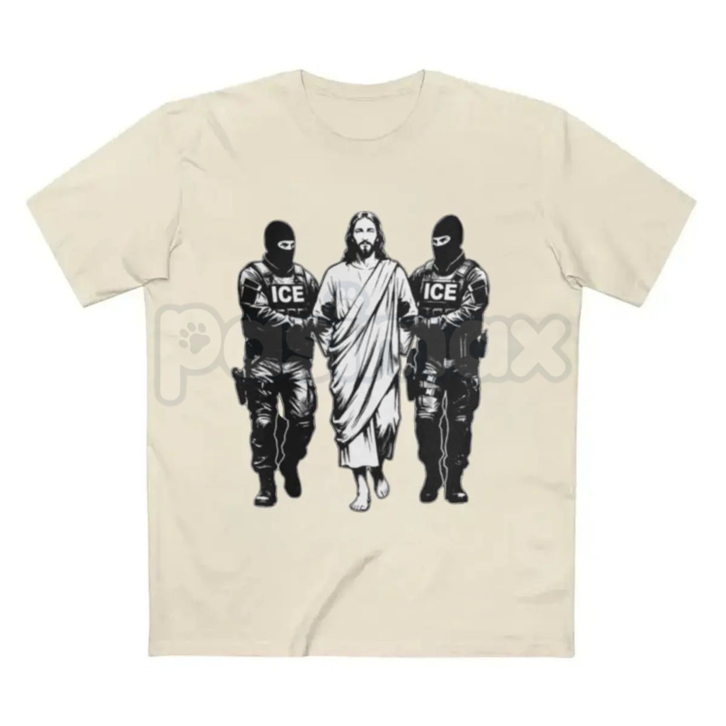 Jesus Arrested Parody Anti-ICE T-Shirt - Religious Political Satire Tee, Social Justice Immigration Reform Shirt, Christian Activist Graphic Apparel, Subversive Faith-Based Human Rights Top