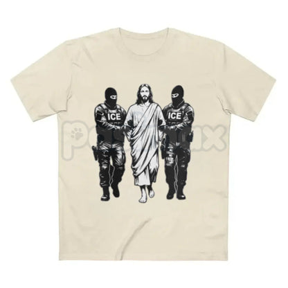 Jesus Arrested Parody Anti-ICE T-Shirt - Religious Political Satire Tee, Social Justice Immigration Reform Shirt, Christian Activist Graphic Apparel, Subversive Faith-Based Human Rights Top