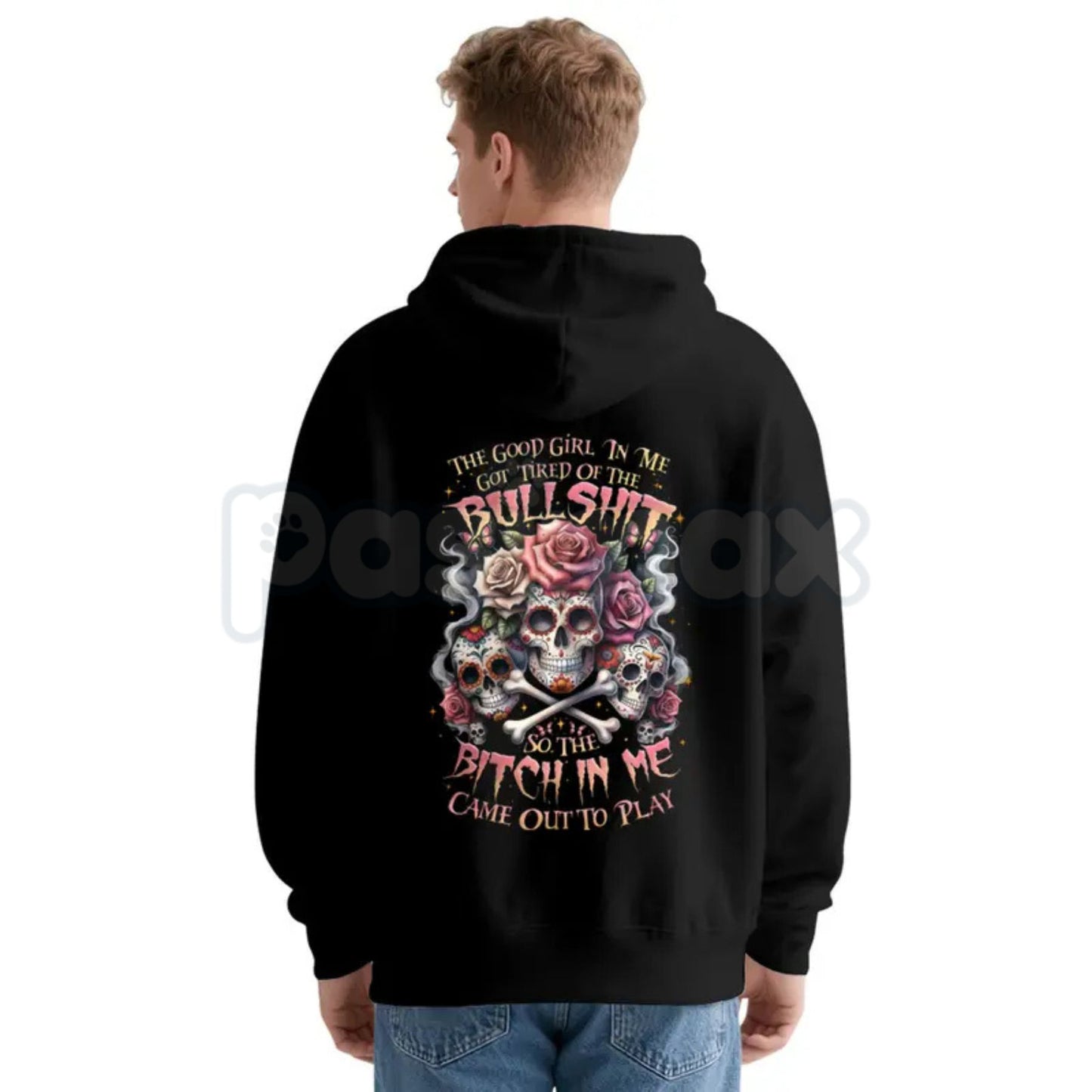 The Good Girl In Me Got Tired – Lady's Skull Graphic Hoodie, Edgy Sweatshirt & Vintage T-Shirt