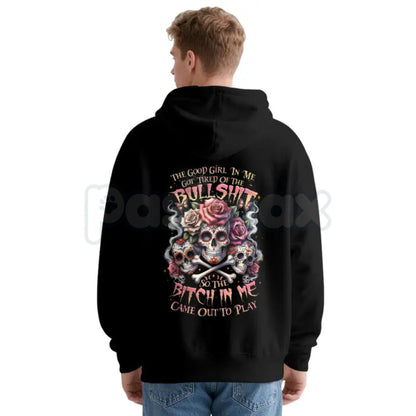 The Good Girl In Me Got Tired – Lady's Skull Graphic Hoodie, Edgy Sweatshirt & Vintage T-Shirt