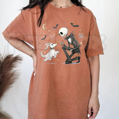 Comfort Colors® Zero Dog Boop Halloween Skeleton T-Shirt – Nightmare Before Christmas Matching Tee, Spooky Ghost Dog Disneyland Trip Unisex Top & Gift