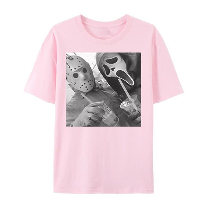 JASON & GHOSTFACE T-Shirt - Y2K 90s Graphic, Funny Halloween Tee, Unisex Horror Movie Shirt for Him & Her