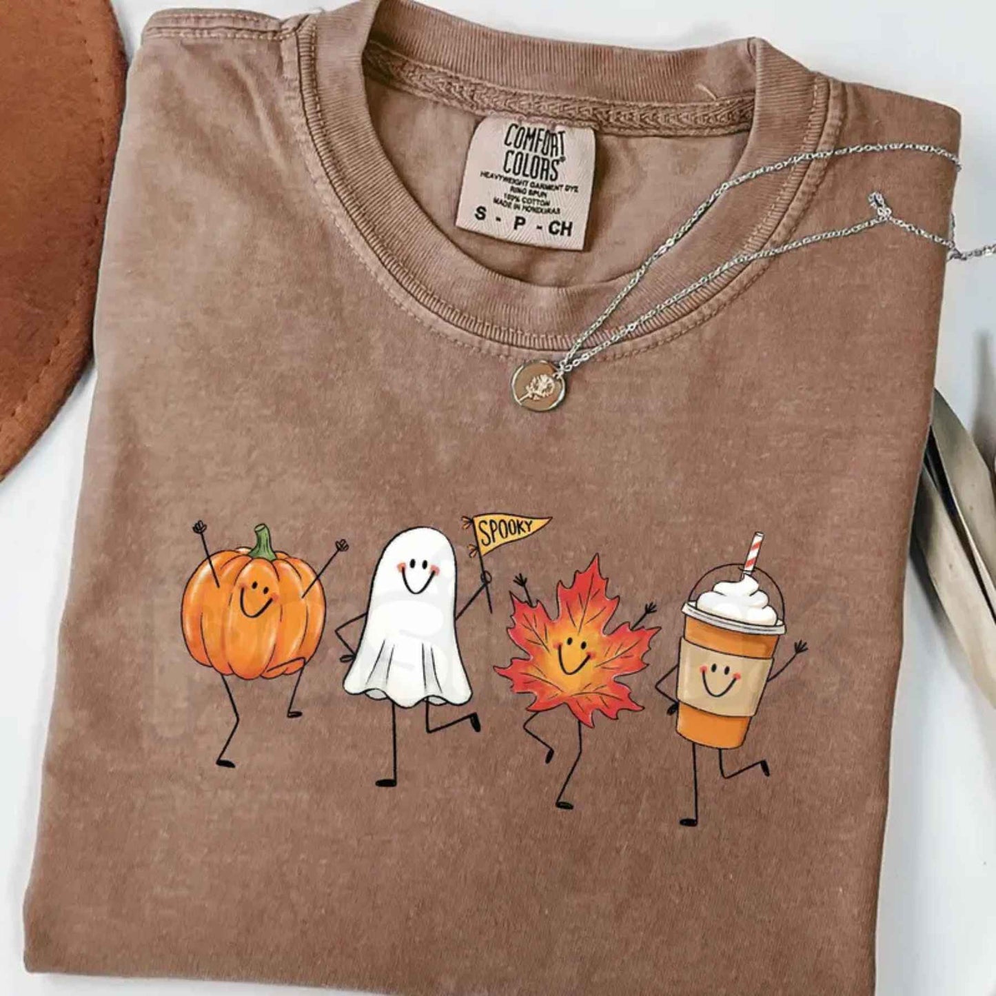 Comfort Colors® "Autumn Magic" Halloween T-Shirt – Retro Pumpkin, Ghost, & Pumpkin Spice Graphic Tee, Cozy Fall Seasonal Aesthetic Unisex Top