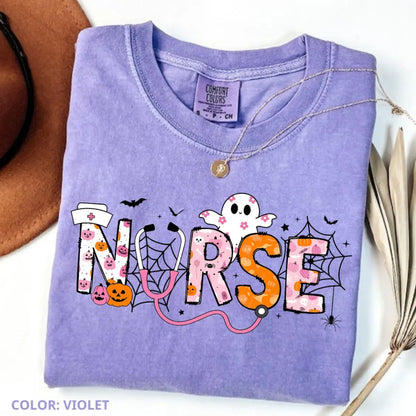 Comfort Colors Spooky Nurse Halloween Shirt – Spooktacular Nursing Tee, Hospital Humor Top, Medical Professional Gift for Women