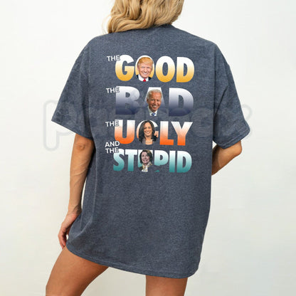 Funny The Good Trump The Bad Biden The Good The Bad The Ugly Lightweight Cotton T-Shirt