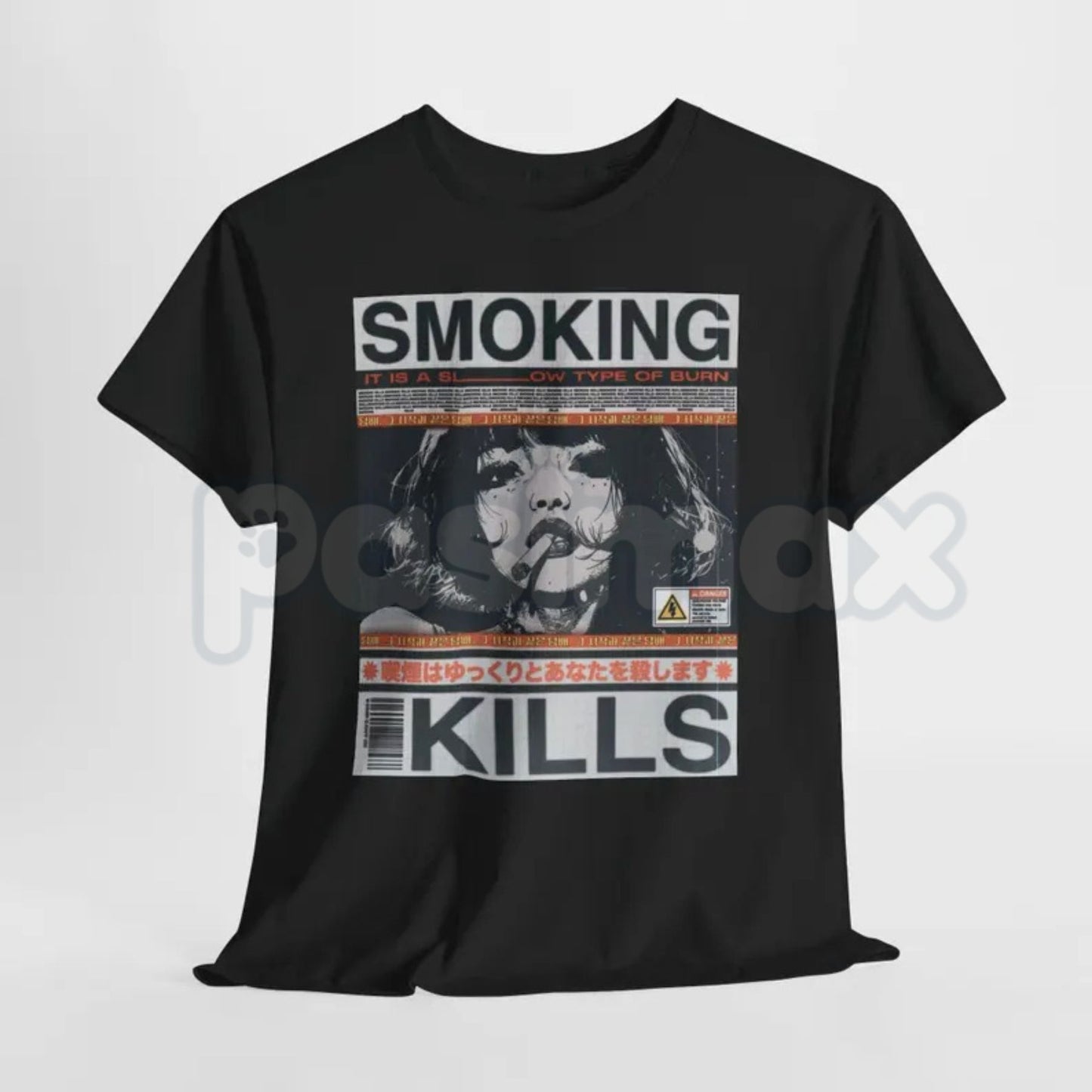 "Smoking Kills" Retro Manga Style T-Shirt – 90s Aesthetic Anime Graphic Tee, Premium 100% Cotton Cyber-Noir Top, Soft Lived-In Heavyweight Edgy Streetwear Shirt, Made in USA