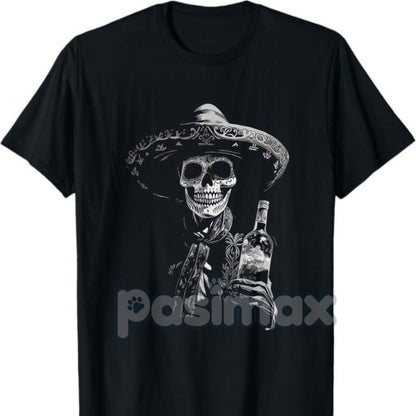 Vintage Skeleton Tequila T-Shirt - Dia De Los Muertos Apparel, Day of the Dead Mexican Skull Tee