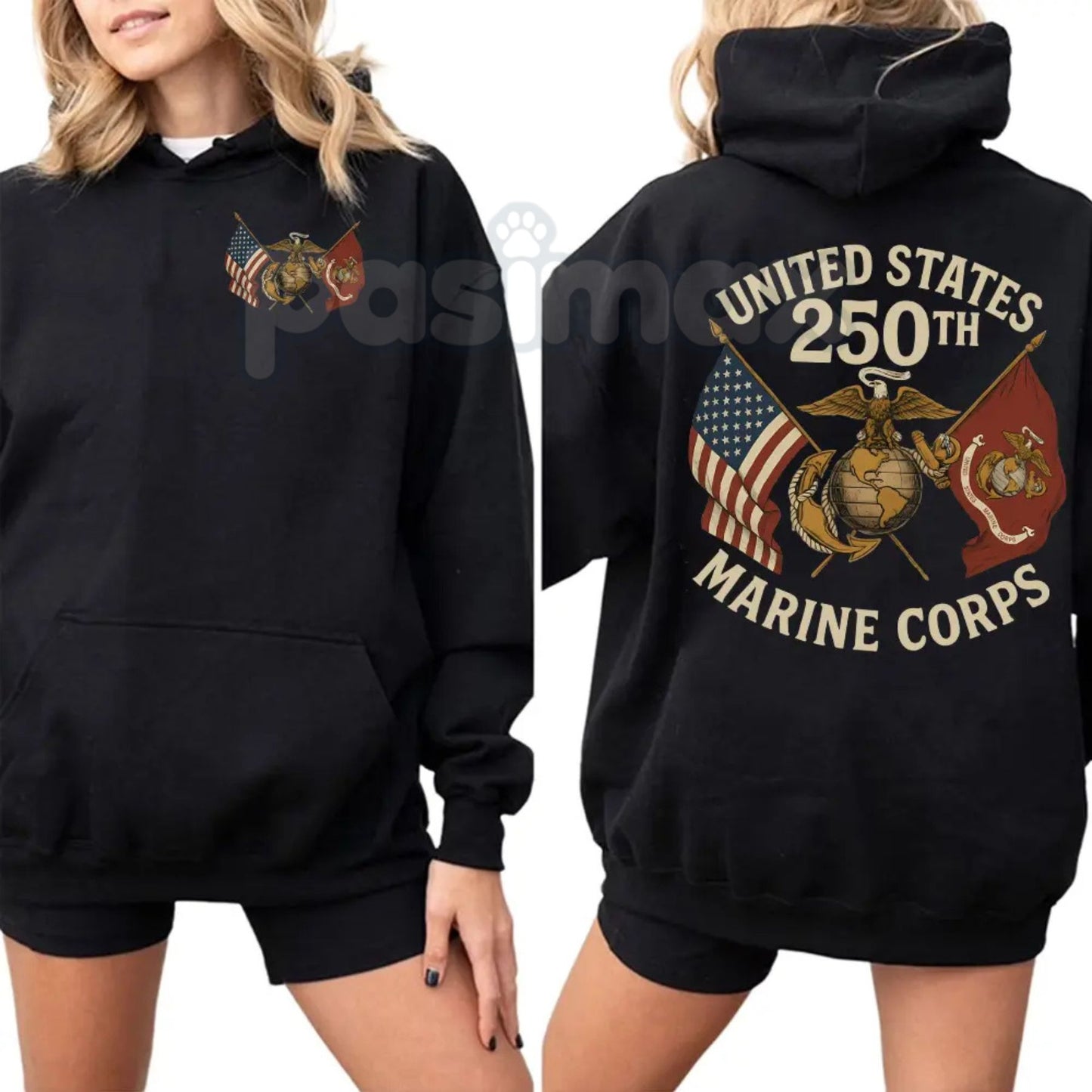 USMC 250 Years Hoodie – United States Marine Corps Birthday Commemorative Pullover, Veteran & Active Duty Gear, Unisex