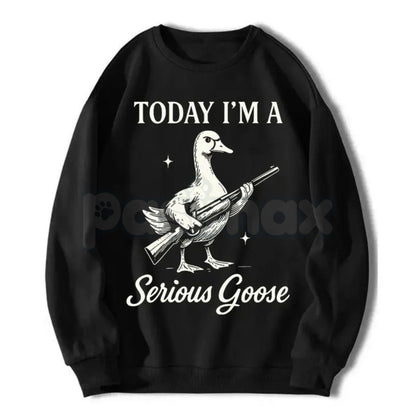 Serious Goose Graphic Shirt – Quirky Animal Art Hoodie & Funny Slogan Streetwear Sweatshirt