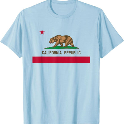 California Republic Flag T-Shirt - Patriotic State Travel USA Gift Tee, California Bear Apparel