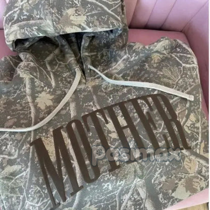 Core Camo Hoodie with MOTHER Graphic – Bold Unisex Streetwear Pullover, Classic Camouflage