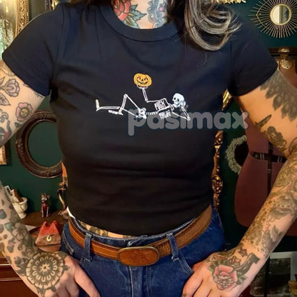 Pumpkin Spice and Political Spite – Embroidered Unisex Top, Funny Fall T-Shirt for Political Humor & Autumn Lovers