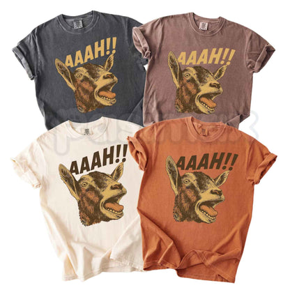 Comfort Colors® Funny Goat Halloween T-Shirt – Quirky Farm Animal Meme Graphic Tee, Retro Goat Lover Unisex Top & Gift