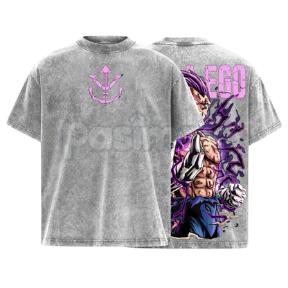 Ultra Ego Saiyan Warrior Tee – Purple Destruction Power Anime Vintage Washed Oversized Streetwear