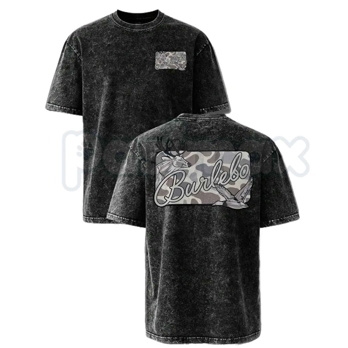 Deer & Mallard Duck Camo T-Shirt – Retro Wildlife Hunting Graphic Tee, Vintage Washed Lightweight Cotton Outdoor Unisex Top
