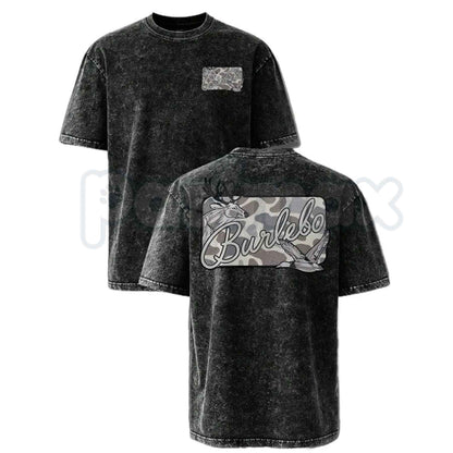 Deer & Mallard Duck Camo T-Shirt – Retro Wildlife Hunting Graphic Tee, Vintage Washed Lightweight Cotton Outdoor Unisex Top