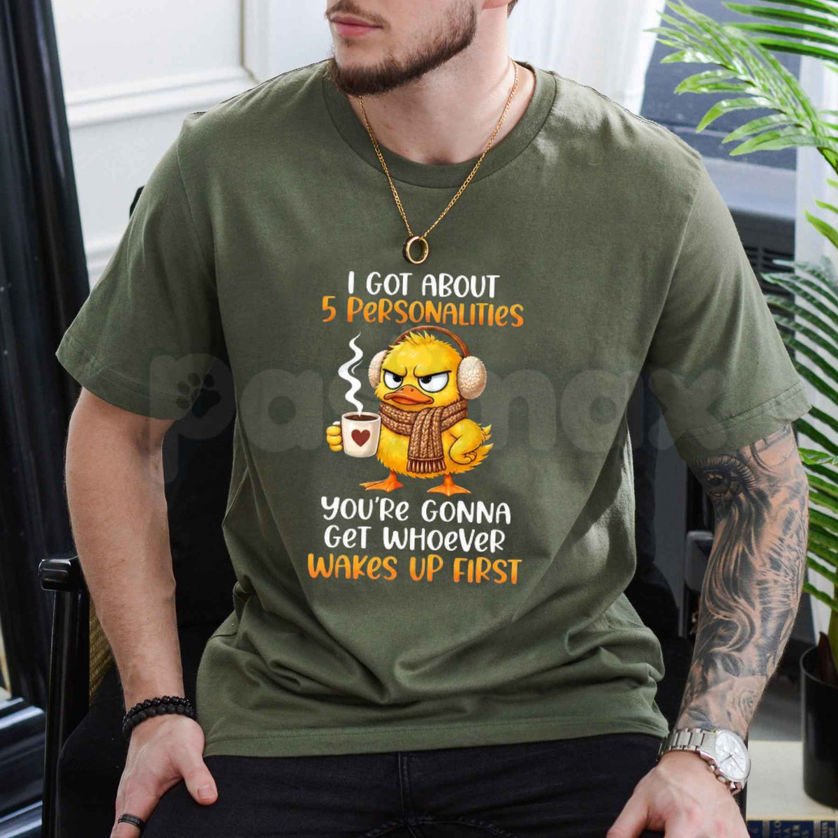 5 Personalities Funny Morning Mood T-Shirt – Whoever Wakes Up First Quote Unisex Tee