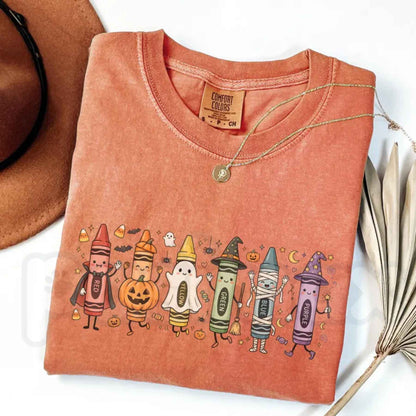 Comfort Colors® Funny Teacher Life T-Shirt – Happy Doodle Back-to-School Graphic Tee, Preschool Pencil & Crayon Unisex Top