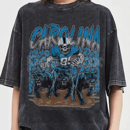 Teams Football Skull Vintage Washed T-Shirt – Classic 90s All-Team Graphic Tee, Game Day Style