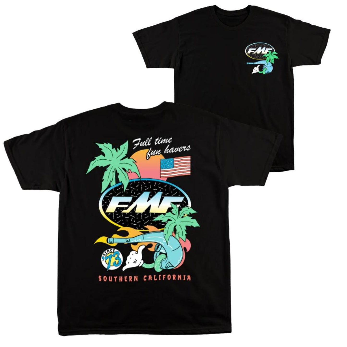 Day Glo FMF Racing 2-Sided Tee - Fluorescent Graphic Shirt, Biker & Truck Fan Apparel