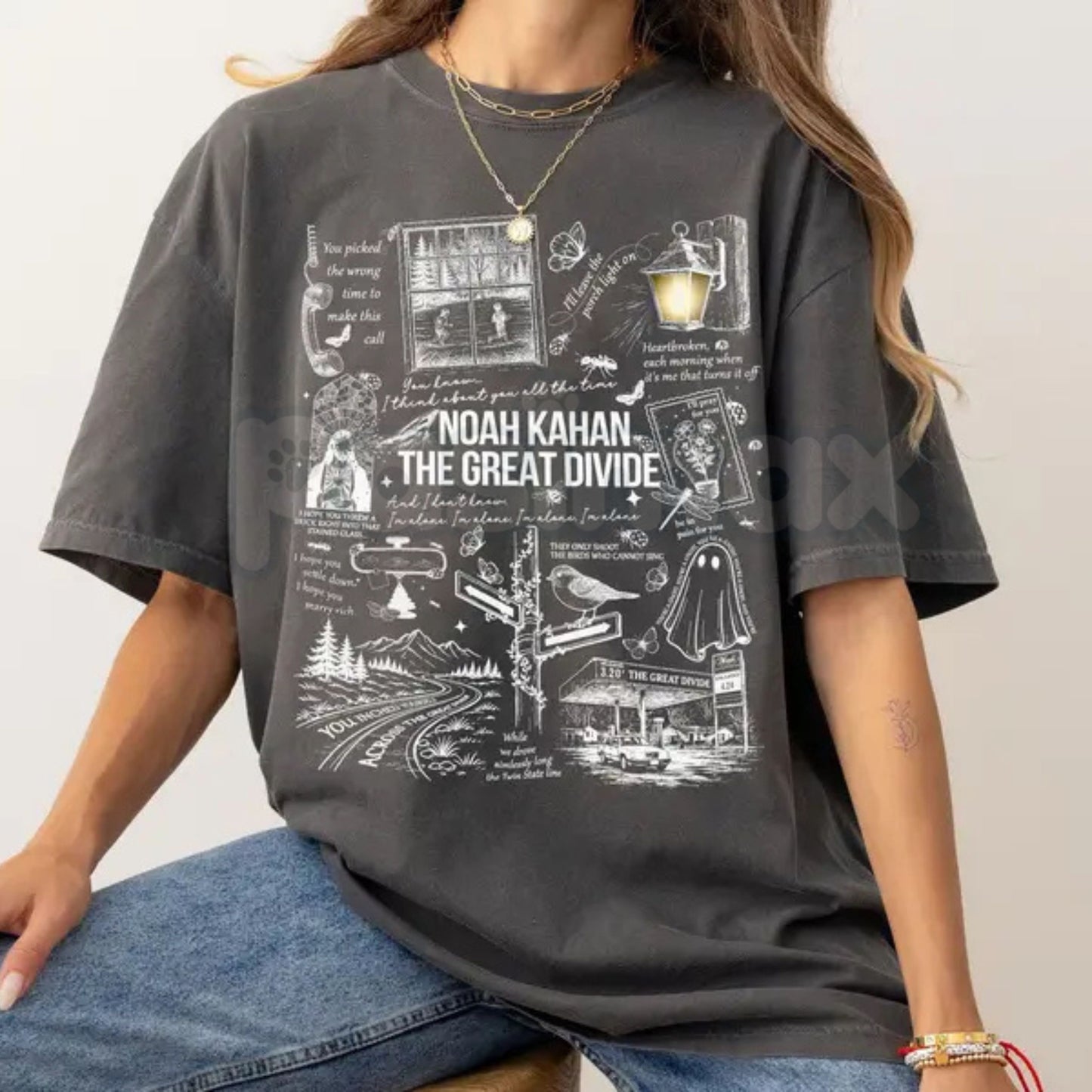 Comfort Colors® NK "The Great Divide" Porchlight Lyrics T-Shirt – Noah Kahan Fan Graphic Tee, We'll All Be Here Forever Tour Merch, Aesthetic Folk Music Shirt