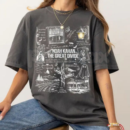 Comfort Colors® NK "The Great Divide" Porchlight Lyrics T-Shirt – Noah Kahan Fan Graphic Tee, We'll All Be Here Forever Tour Merch, Aesthetic Folk Music Shirt