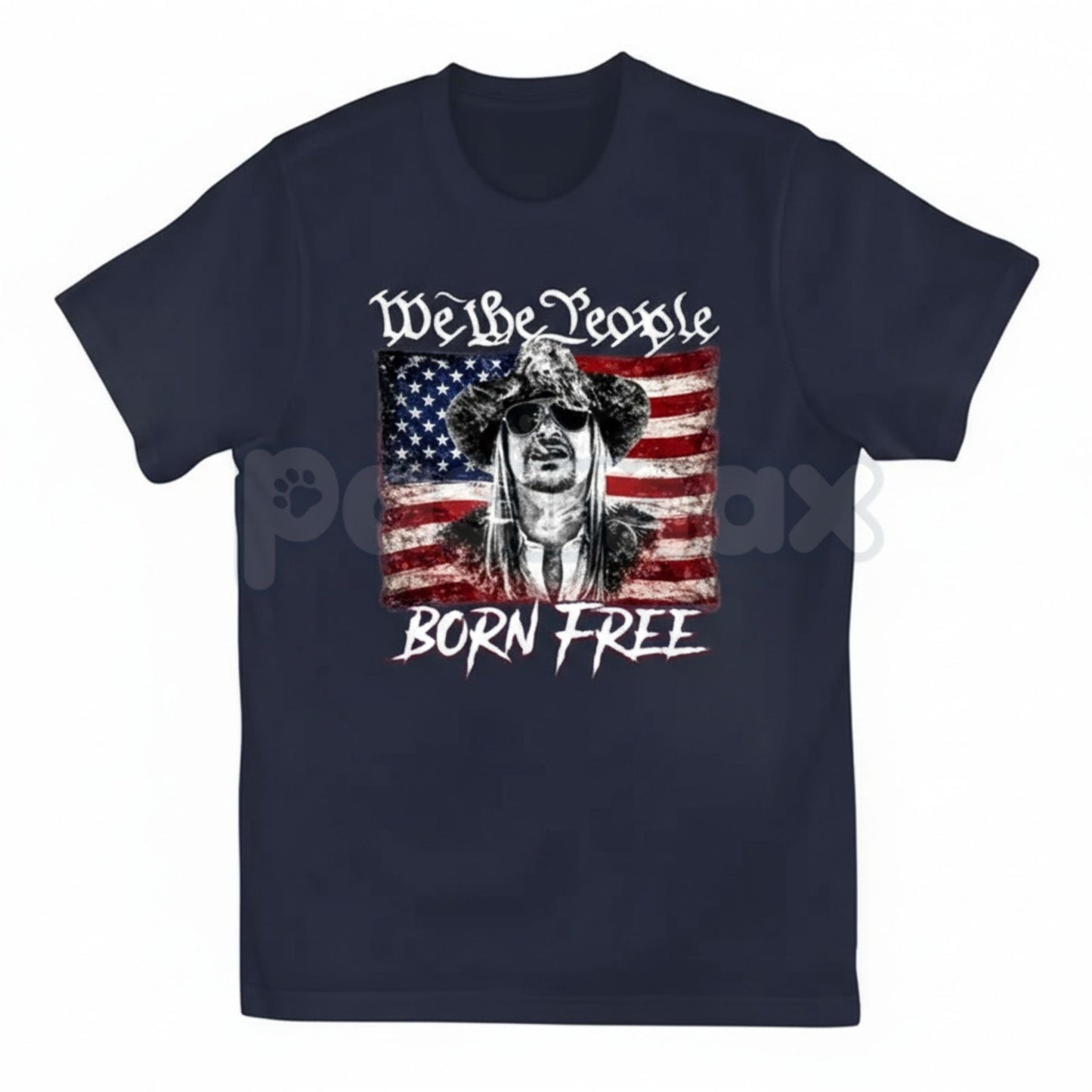 "Born Free" Classic American Flag T-Shirt - Heritage USA Graphic Tee, Premium Heavyweight 100% Cotton Patriotic Shirt, Old School Americana Style Top, Traditional Liberty & Freedom Apparel, High-Quality Made in USA Statement Shirt