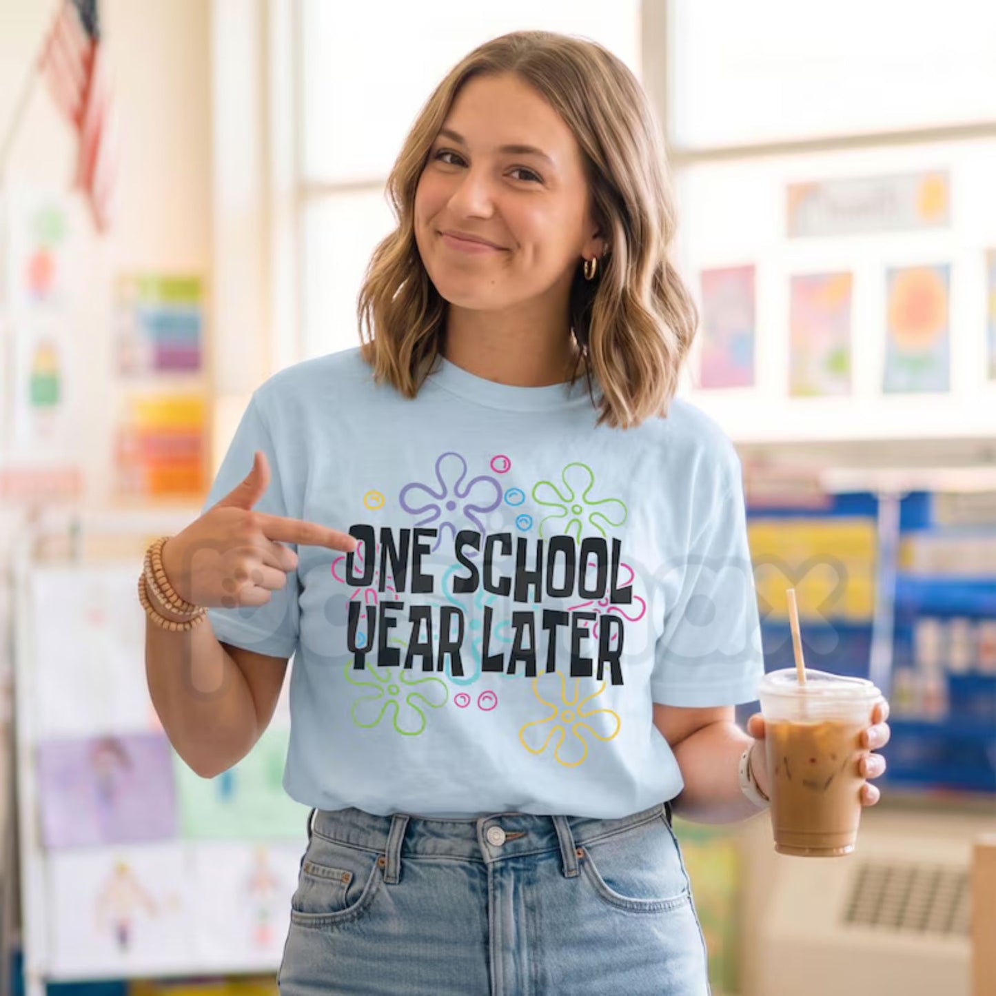 Comfort Colors® One School Year Later Teacher T-Shirt – Funny End of Year Graphic Tee, Sarcastic Last Day of School Shirt, Schools Out For Summer Top