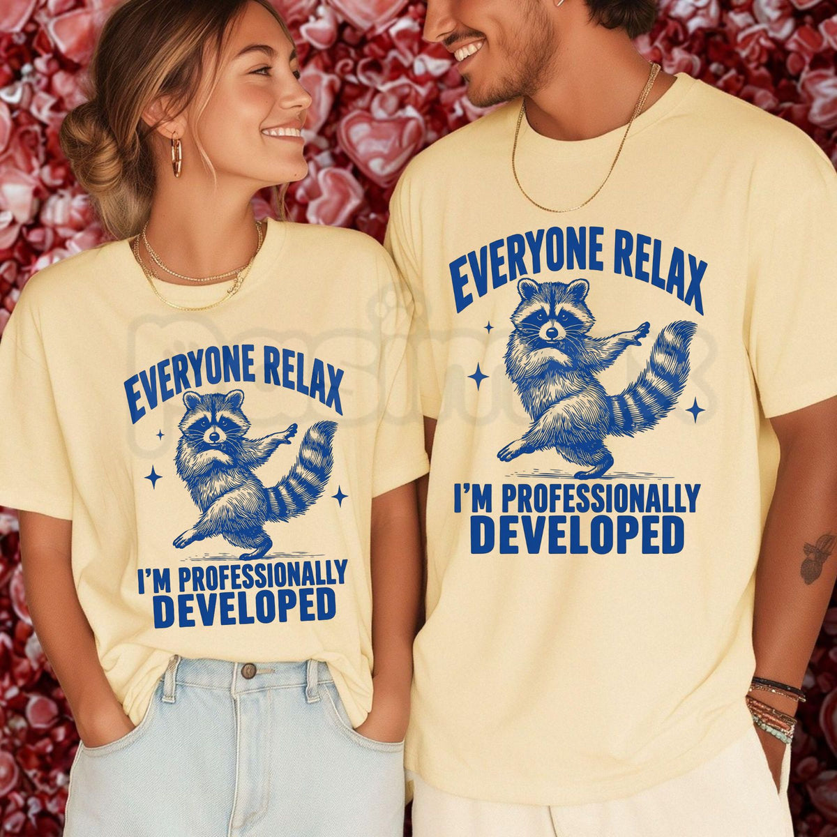 Comfort Colors® Funny Raccoon Teacher T-Shirt – Everyone Relax I'm Professionally Developed Graphic Tee, Sarcastic Coworker Unisex Top & Educator Gift