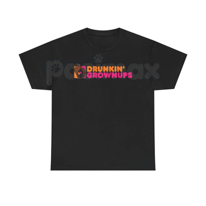 "Drunkin’ Grownups" Sarcastic Drinking T-Shirt - Viral Adult Humor Graphic Tee, Funny Parody Coffee Logo Shirt, Premium Heavyweight Relaxed Fit Top, Party & Brunch Gift for Her & Him, Comedy Slogan Weekend Tee