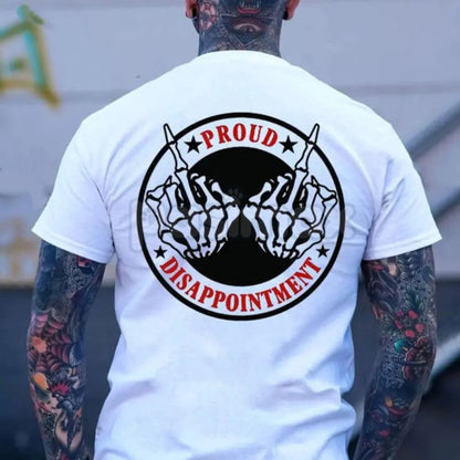 "Proud Disappointment" Defiant Bone Hand T-Shirt - Men's Skeletal Graphic Tee, Edgy Gothic Middle Finger Shirt, Alternative Punk Rock Aesthetic Top, Premium Heavyweight Alt-Fashion Apparel, Sarcastic Rebel Statement Tee