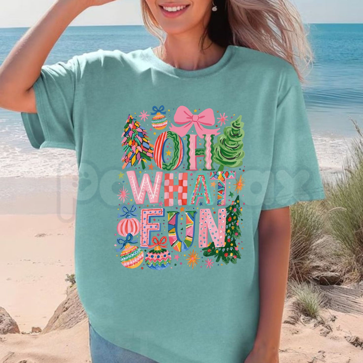 Comfort Colors® Oh What Fun Christmas T-Shirt – Retro Festive Holiday Graphic Tee, Cute Winter Unisex Top & Holiday Gift