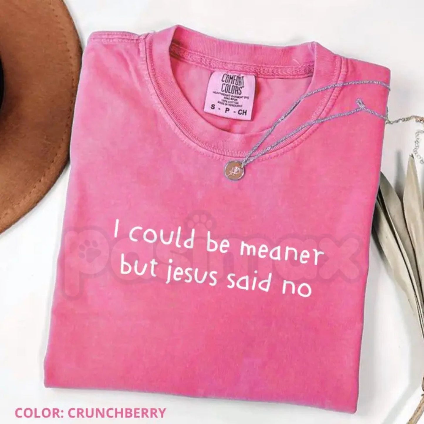 Comfort Colors® "I Could Be Meaner But Jesus Said No" T-Shirt – Funny Christian Graphic Tee, Sarcastic Faith Base Top, Cute Religious Humor Quote Shirt