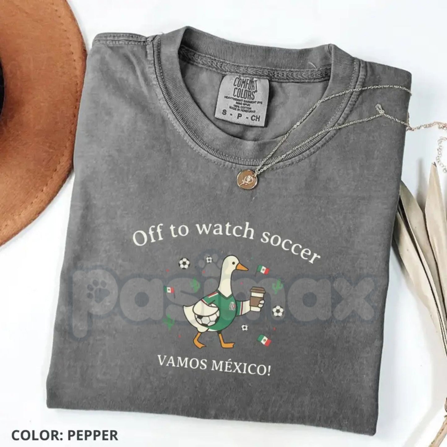 Comfort Colors® "Off To Watch Soccer" Mexico T-Shirt – Funny Duck Soccer Fan Graphic Tee, Retro Vamos México Football Tournament Top, Sarcastic El Tri Gift
