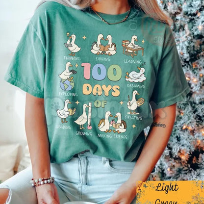 Comfort Colors® 100 Days of School Silly Goose T-Shirt – Teacher 100th Day Celebration Tee, Trendy Coquette School Goose Shirt, Funny Educator Gift
