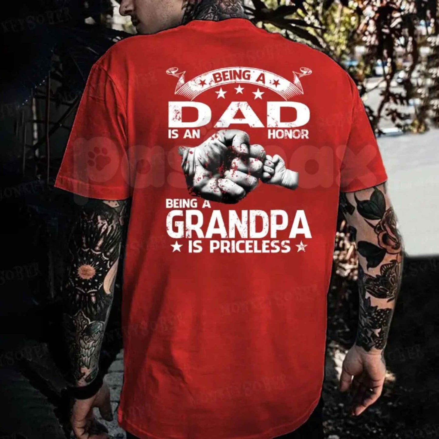 Being A Dad Is An Honor Being Grandpa Is Priceless Graphic T-Shirt – Mens Father's Day Cotton Tee