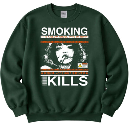 "Smoking Kills" Retro Manga Sweatshirt | Japanese Anime Graphic Top