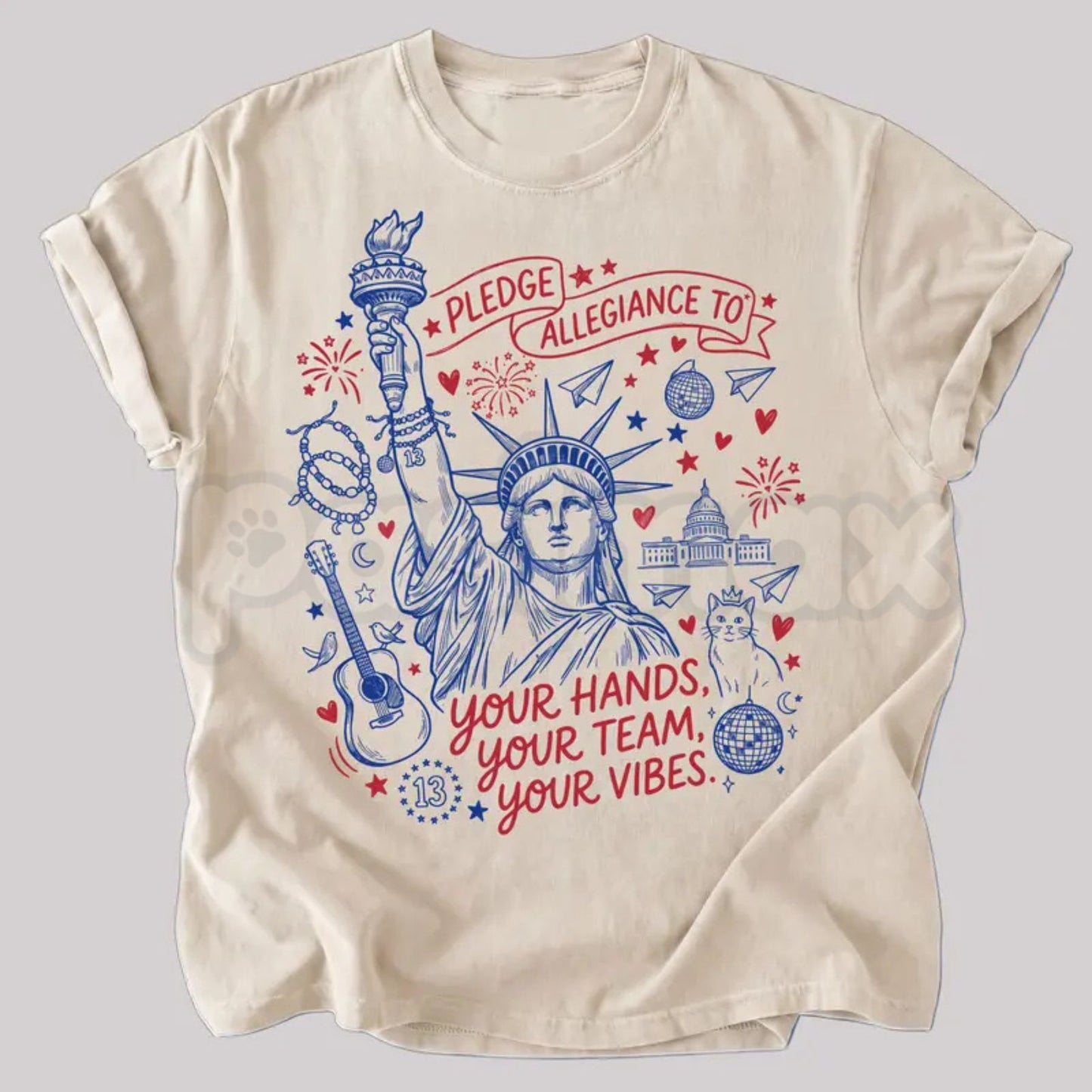 Comfort Colors® "Pledge Allegiance To Your Hands Your Team Your Vibes" T-Shirt – Retro Sports Fan Graphic Tee, Vintage Aesthetic Hardwood Football Hoops Statement Top