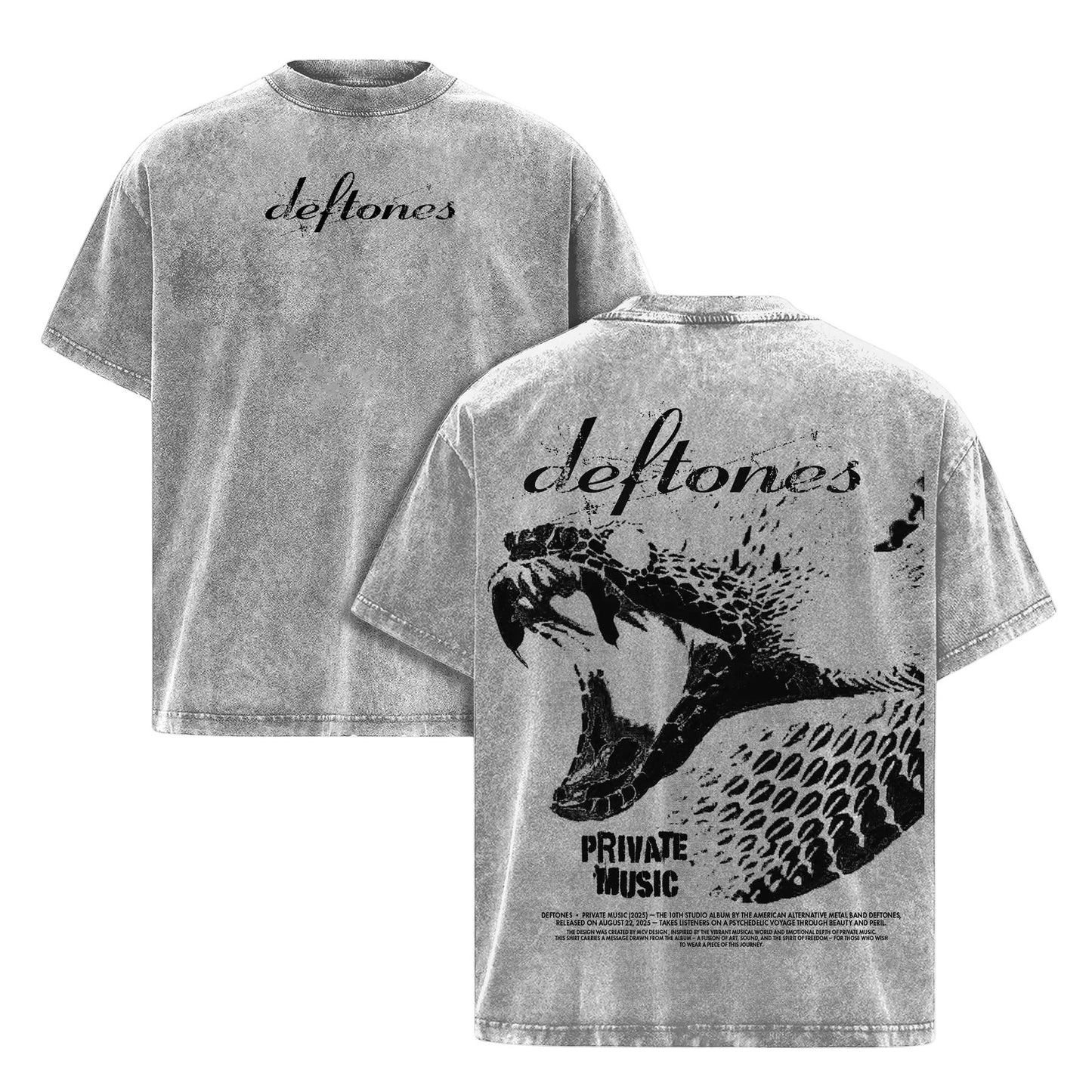 Deftones Private Music Album T-Shirt – Double Printed Vintage Washed Band Tee