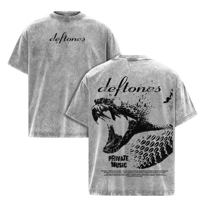 Deftones Private Music Album T-Shirt – Double Printed Vintage Washed Band Tee