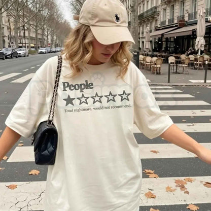 Comfort Colors® "Funny People One Star Review" T-Shirt – Sarcastic Introvert Humor Graphic Tee, Relatable Anti-Social Unisex Top