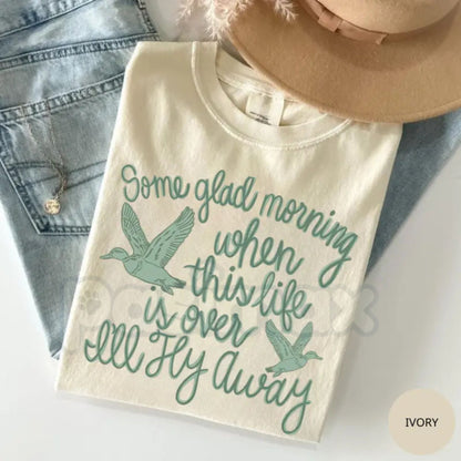 Comfort Colors® "I’ll Fly Away" T-Shirt – Some Glad Morning Christian Graphic Tee, Vintage Hymn-Inspired Shirt, Aesthetic Faith-Based Apparel