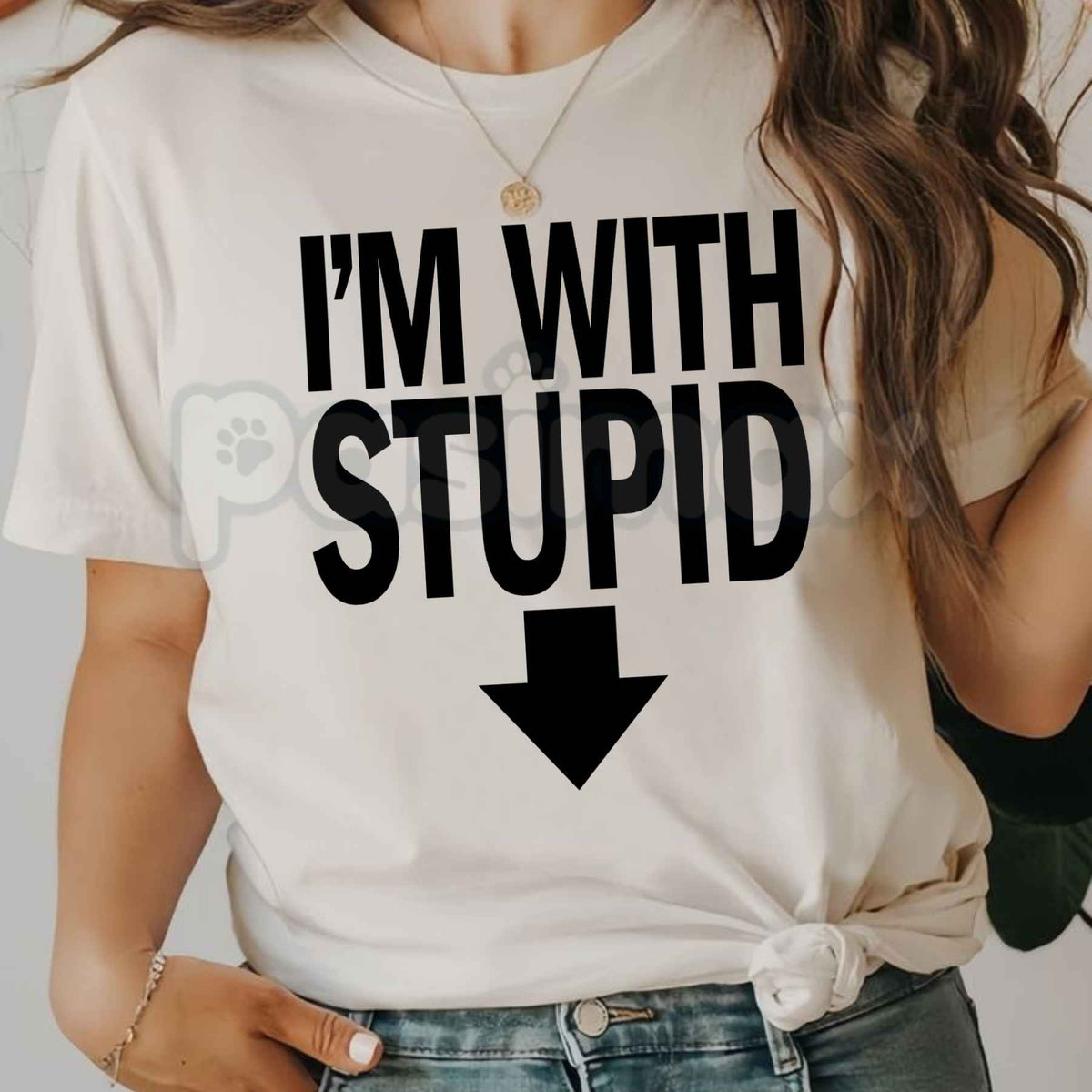 I'm With Stupid T-Shirt – Classic Funny Novelty Arrow Graphic Unisex Tee