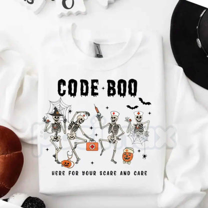 Halloween Nurse Sweatshirt | Spooky Season Code Boo Skeleton Crewneck