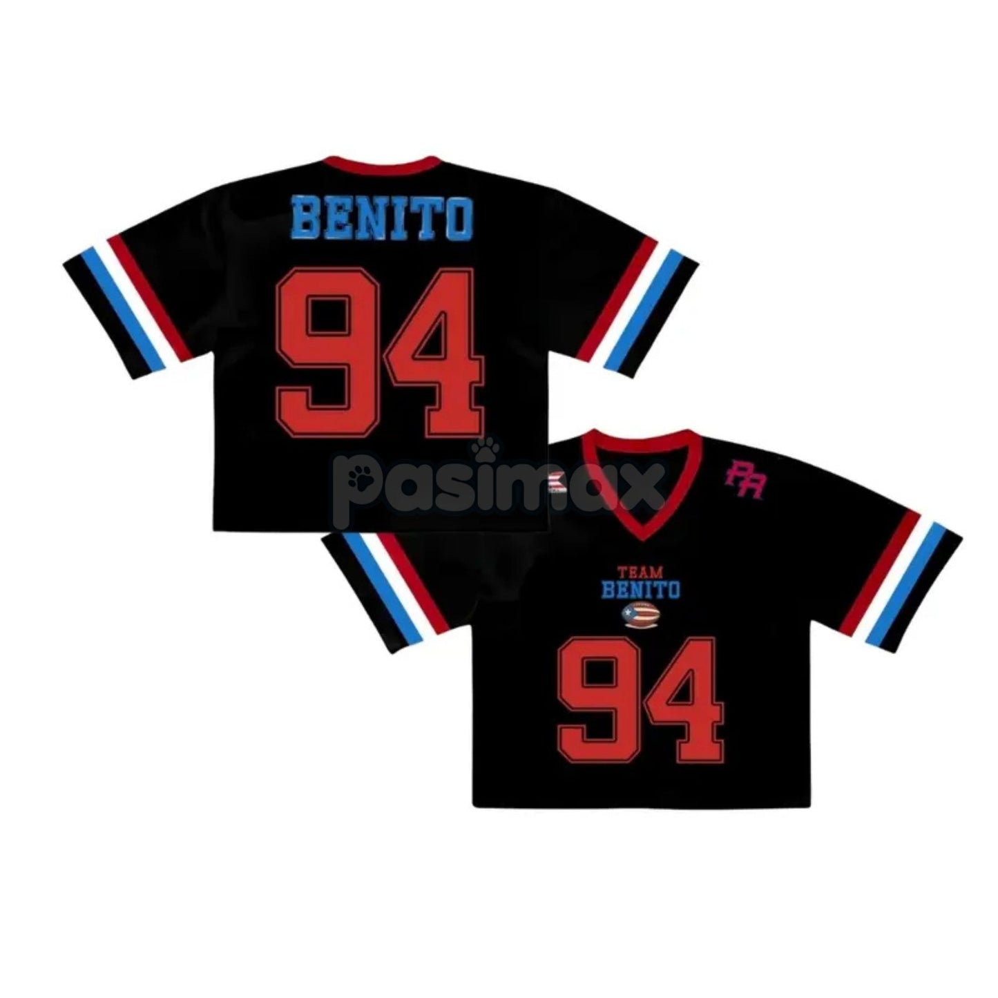 Team Benito Puerto Rico Crop Top Football Jersey – Bad Bunny Inspired Unisex Mesh Tee, PR Flag Streetwear Shirt
