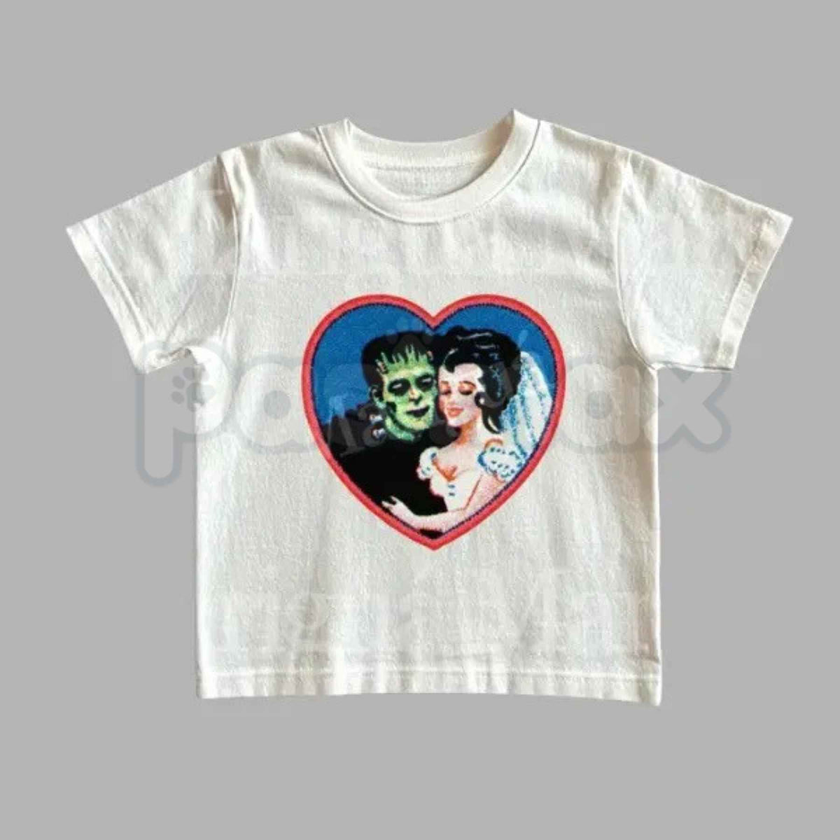 Retro Frankenstein Monster Graphic Tee – Y2K Dark Fantasy Vintage Baby Tee