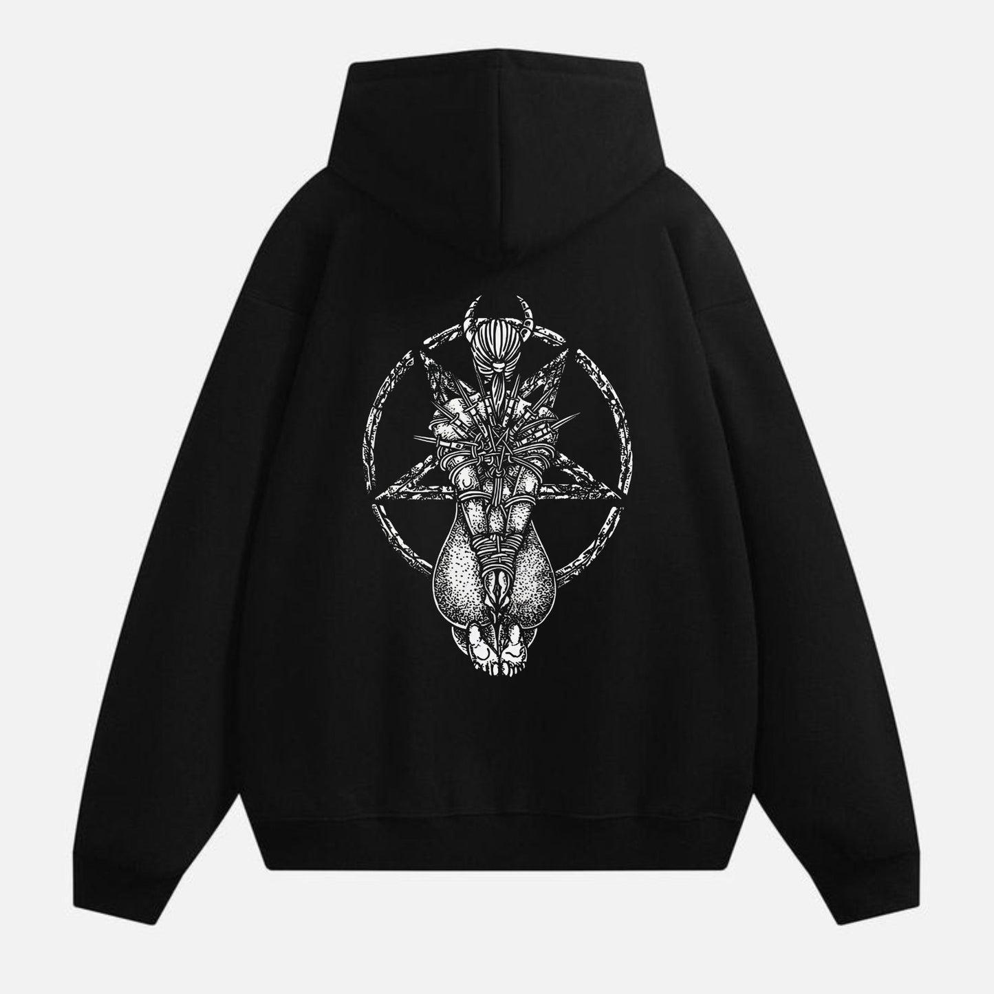 Goat Skull Pentagram Occult Hoodie – Gothic & Pagan Apparel, Mystical Pullover, Witchy Gift