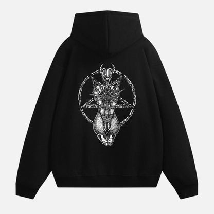Goat Skull Pentagram Occult Hoodie – Gothic & Pagan Apparel, Mystical Pullover, Witchy Gift