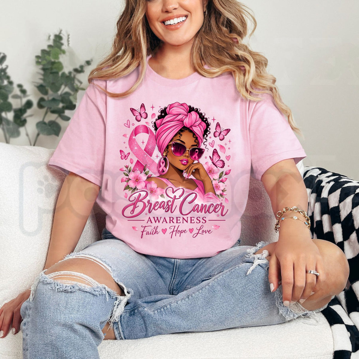 Breast Cancer Survivor Boxing Woman Angel Wings T-Shirt – Fighter Pink Ribbon Graphic Tee